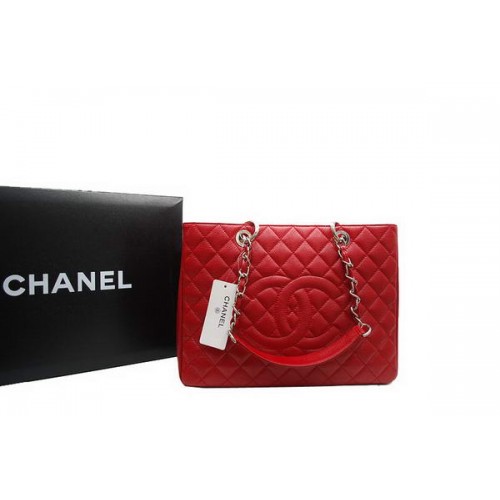 Torebka Chanel GST Caviar Leather Coco A36092 Red Silver