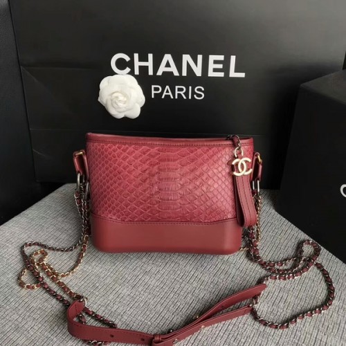 Torebka Chanel Gabrielle Mini Shoulder Bag Original Python Leather 8122A Marroon