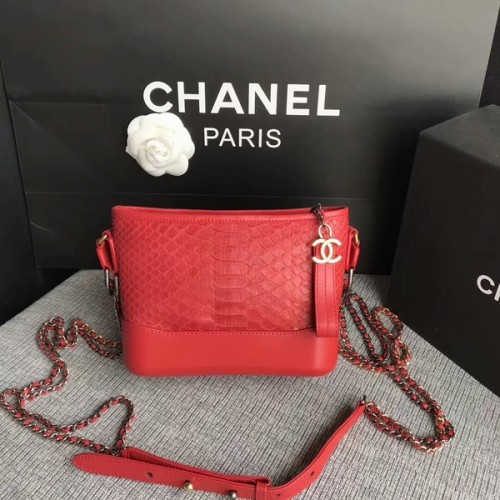 Torebka Chanel Gabrielle Mini Shoulder Bag Original Python Leather 8122A Red