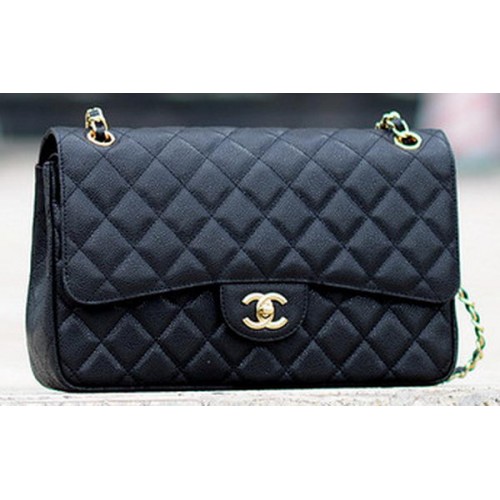 Torebka Chanel Jumbo Classic Black Cannage Pattern Flap Bag A58600 Gold
