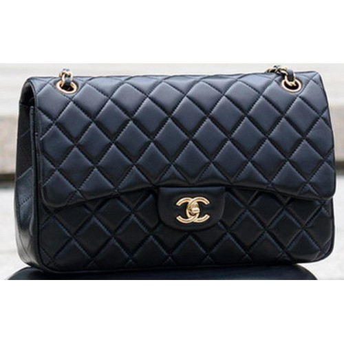 Torebka Chanel Jumbo Classic Black Sheepskin Flap Bag A58600 Gold