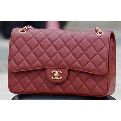 Torebka Chanel Jumbo Classic Burgundy Cannage Pattern Flap Bag A58600 Gold