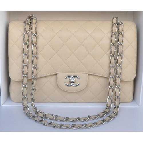 Torebka Chanel Jumbo Double Flaps Apricot Cannage Pattern A36097 Silver