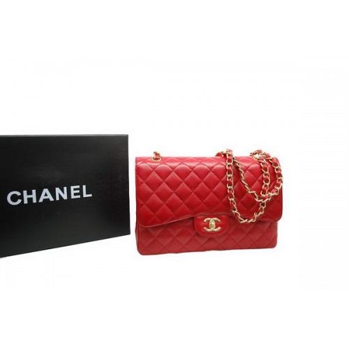 Torebka Chanel Jumbo Double Flaps Red Original Caviar Leather A36097 Gold