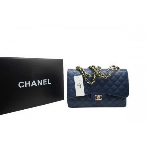Torebka Chanel Jumbo Double Flaps Royalblue Original Caviar Leather A36097 Gold