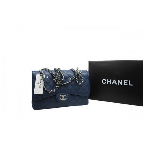 Najnowsza torebka Chanel Jumbo Double Flaps z 2012 roku, Royalblue Original Caviar Leather A36097, srebrna