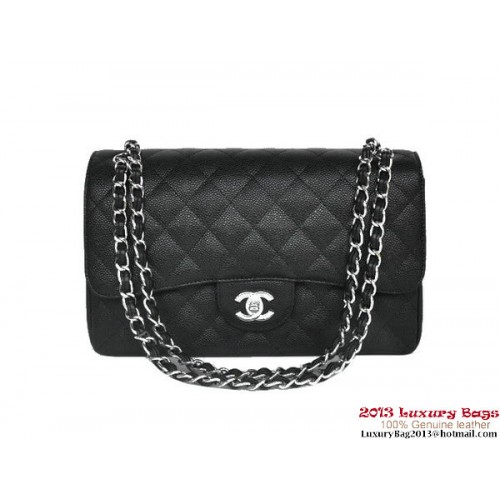 Torba Chanel Jumbo Quilted Classic Cannage Patterns Flap Bag A58600 w kolorze czarno-srebrnym
