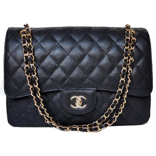 Torebka Chanel Jumbo Quilted Classic Flap Bag Black Cannage Patterns A58600 Gold