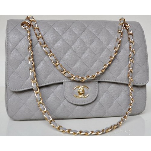 Torebka Chanel Jumbo Quilted Classic Flap Bag Grey Cannage Patterns A58600 Gold