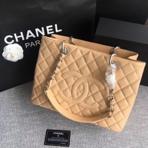 Chanel LE Boy Grand Torba na zakupy GST Apricot Cannage Pattern A50995 Silver