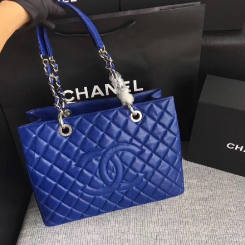Chanel LE Boy Grand Torba na zakupy GST Blue Cannage Pattern A50995 Silver