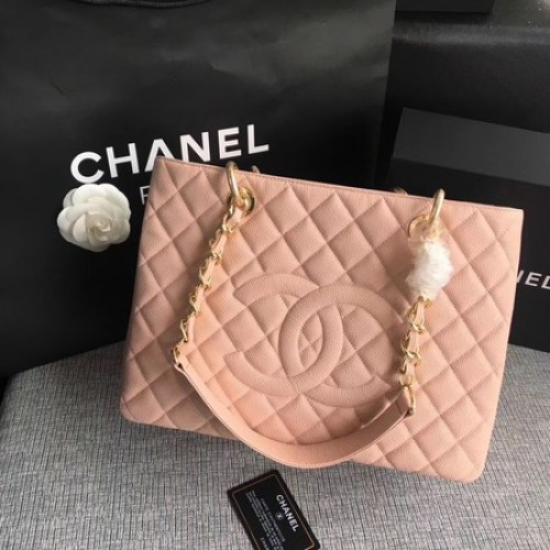 Chanel LE Boy Grand Torba na zakupy GST Różowy wzór Cannage A50995 Złoto