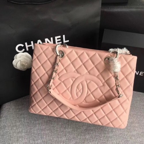 Chanel LE Boy Grand Torba na zakupy GST Różowy wzór Cannage A50995 Srebrny