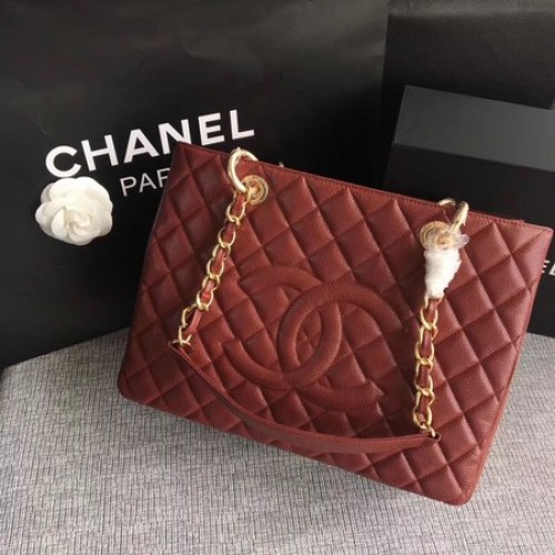Chanel LE Boy Grand Torba na zakupy GST Wine Cannage Pattern A50995 Złota