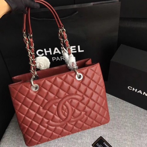 Chanel LE Boy Grand Torba na zakupy GST Wine Cannage Pattern A50995 Silver
