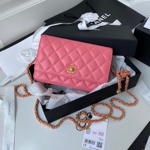 Torebka na ramię Chanel Lambskin Flap AP1450 różowa