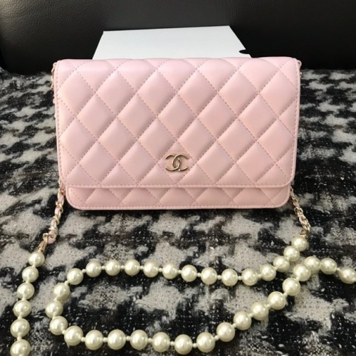 Torebka na ramię Chanel Lambskin Flap CC33814 różowa