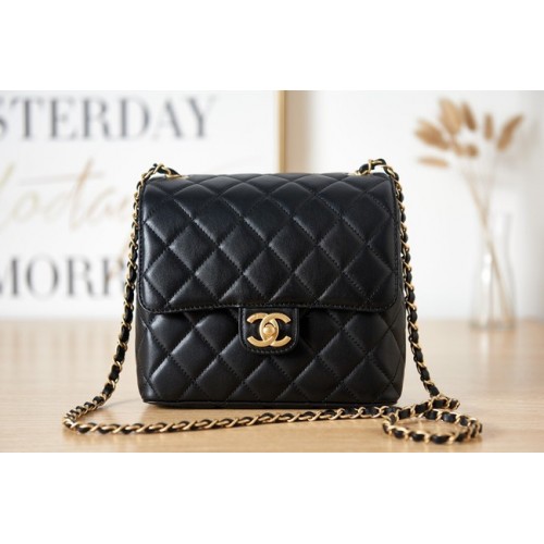 TOREBKA CHANEL MINI FLAP BAG Z JAGNIĘCEJ SKÓRY AS3648 CZARNY