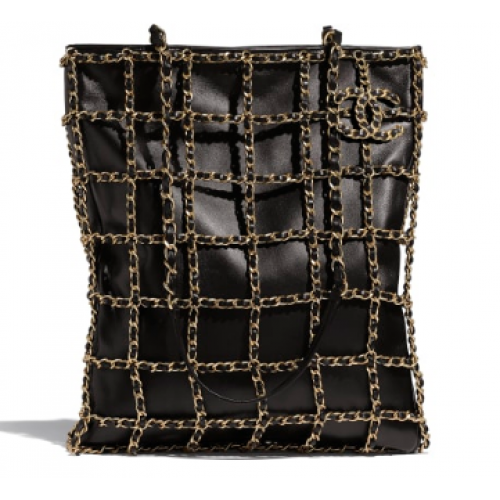 Torba zakupowa Chanel Lambskin AS1383 czarna