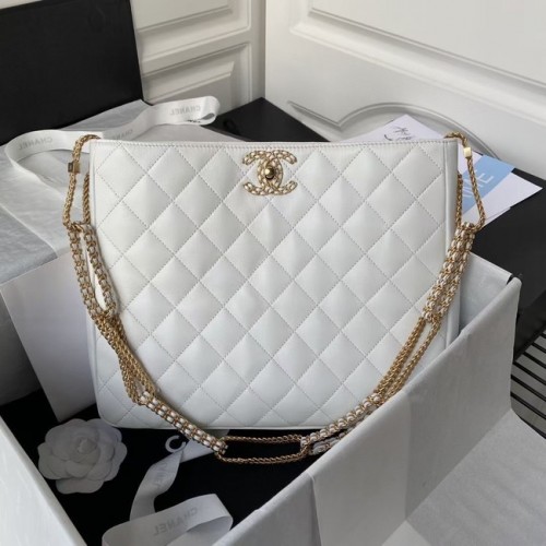 Torebka na ramię Chanel Lambskin AS2977 biała