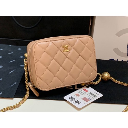 Torba fotograficzna Chanel Lambskin AS2463 morelowa