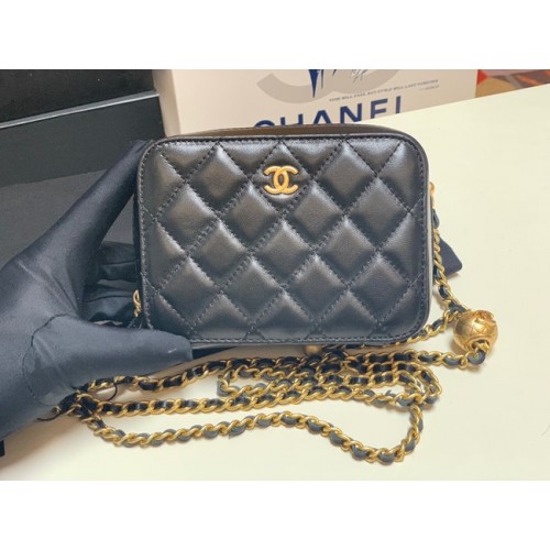 Torba fotograficzna Chanel Lambskin AS2463 czarna