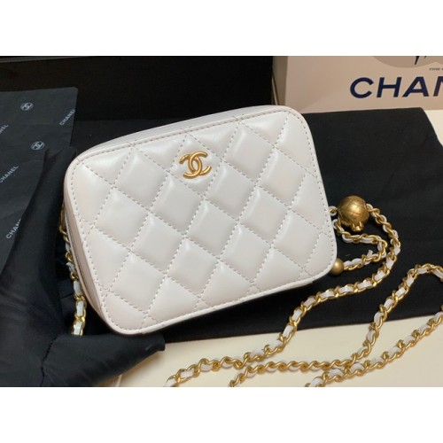 Torba fotograficzna Chanel Lambskin AS2463 biała
