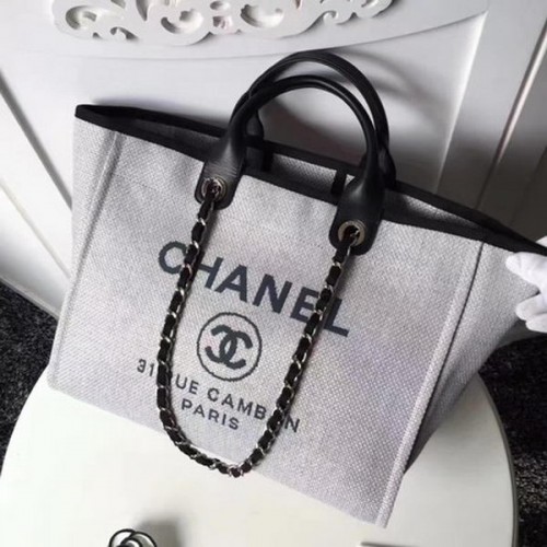 Duża torba płócienna Chanel na zakupy CHA1679 Szara