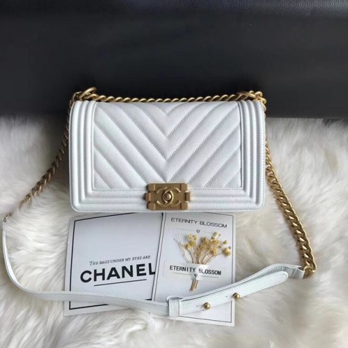 Torebka na ramię Chanel Leboy Original Caviar ze skóry A67086 z łańcuszkiem z białego złota