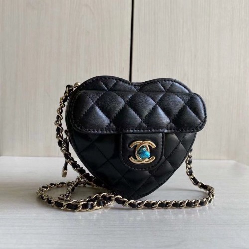 Torebka Chanel 2022S Love Heart Original Lambskin Crossbody Chain Mini AS3191 w kolorze czarnym
