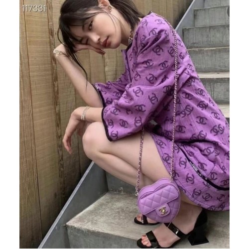 Torebka Chanel 2022S Love Heart Original Lambskin Crossbody Chain Mini AS3191 Purple