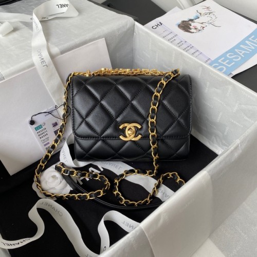 Chanel MINI TOREBKA Z KLAPĄ AS3239 czarna