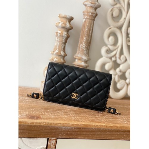 Chanel MINI FLAP BAG Lambskin Gold-Tone Metal AS0950 czarny
