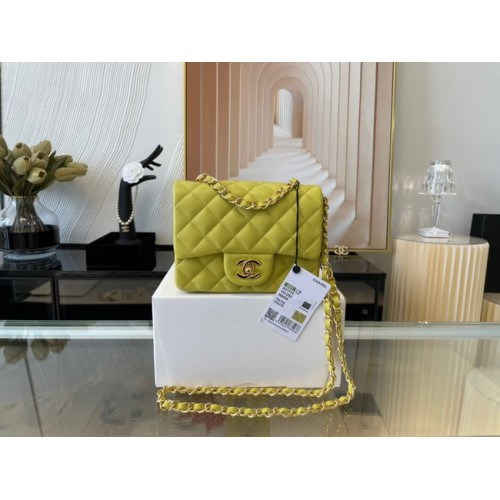 Torebka Chanel MINI Flap Bag Original Sheepskin Leather 1115 Lemon