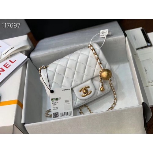 Torebka Chanel MINI Flap Bag Oryginalna skóra owcza AS1786 Biała
