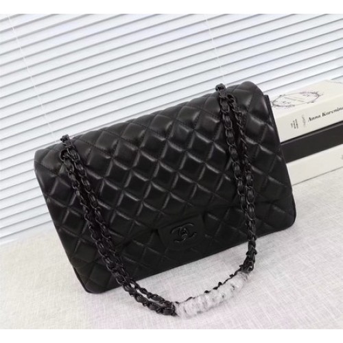 Torebka Chanel Maxi Classic Flap Bag z owczej skóry A58601 w kolorze czarnym