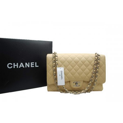Torebka Chanel Maxi Double Flaps A36098 Apricot Original Caviar Leather Silver