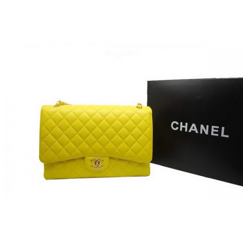 Torebka Chanel Maxi Double Flaps A36098 Lemon Original Caviar Leather Gold