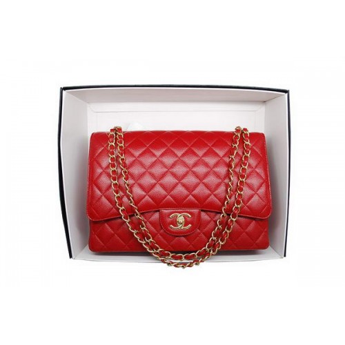 Torebka Chanel Maxi Double Flaps A36098 Red Original Caviar Leather Gold
