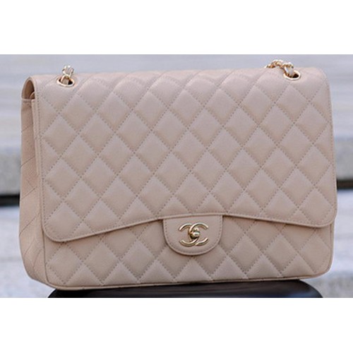 Torebka Chanel Maxi Quilted Classic Flap Bag Apricot Cannage Pattern A58601 Gold