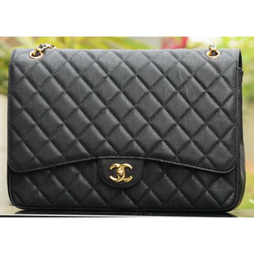 Torebka Chanel Maxi Quilted Classic Flap Bag Black Cannage Patterns A58601 Gold