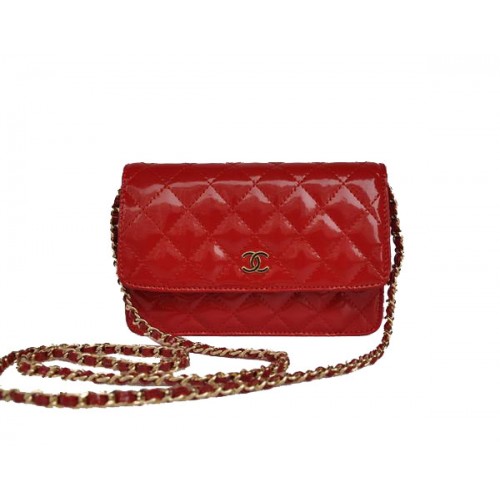 Tania torebka Chanel Mini Flap Bag A33814 Czerwona lakierowana złota