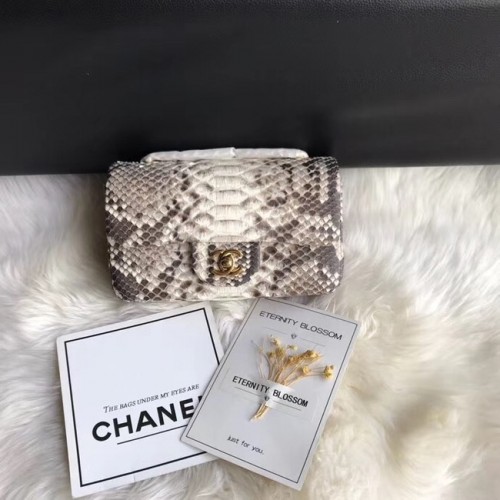 Torebka Chanel Mini Flap Bag Python Gold-Tone Metal A69900 szara