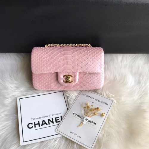 Torebka Chanel Mini Flap Bag Python Gold-Tone Metal d69900 Pink