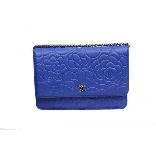 Torebka Chanel Original Camellia Leather mini Flap Bag CHA33814 Blue