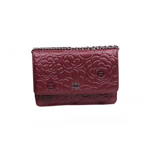 Torebka Chanel Original Camellia Leather mini Flap Bag CHA33814 Burgundy