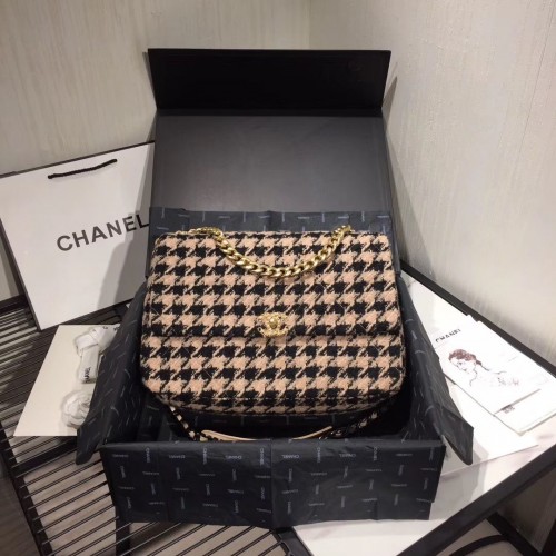 Torebki Chanel Original Flap Bags Houndstooth A3269 Black&Beige