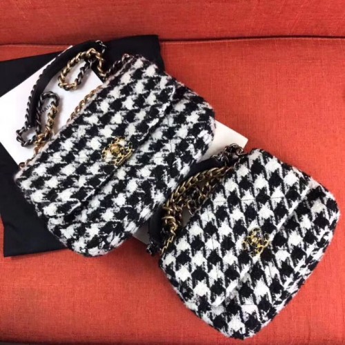 Torebki Chanel Original Flap Bags Houndstooth A3269 Black&White