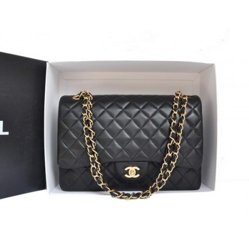 Torebka Chanel Original Leather Jumbo Flap Bag A47600 Black Gold