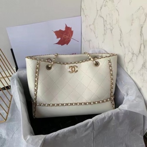 Torba na zakupy Chanel Original Leather AS8018 biała
